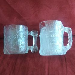 "THE FLINTSTONES RocDonald's" Glass Mugs (Treemendous & pre dawn  Mugs) 1993 