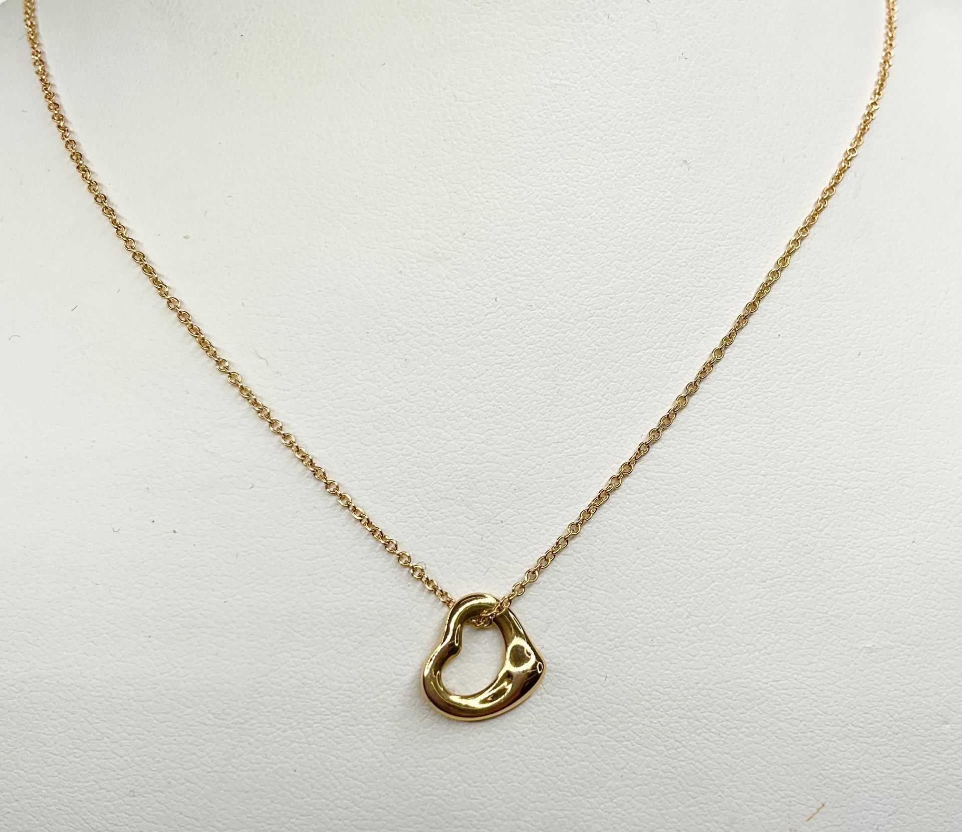 18K Rose Gold Tiffany & Co. Elsa Peretti Open Heart Pendant 16”