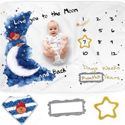 60"×40" Baby Monthly Milestone Blanket With 2 Feames & Bib