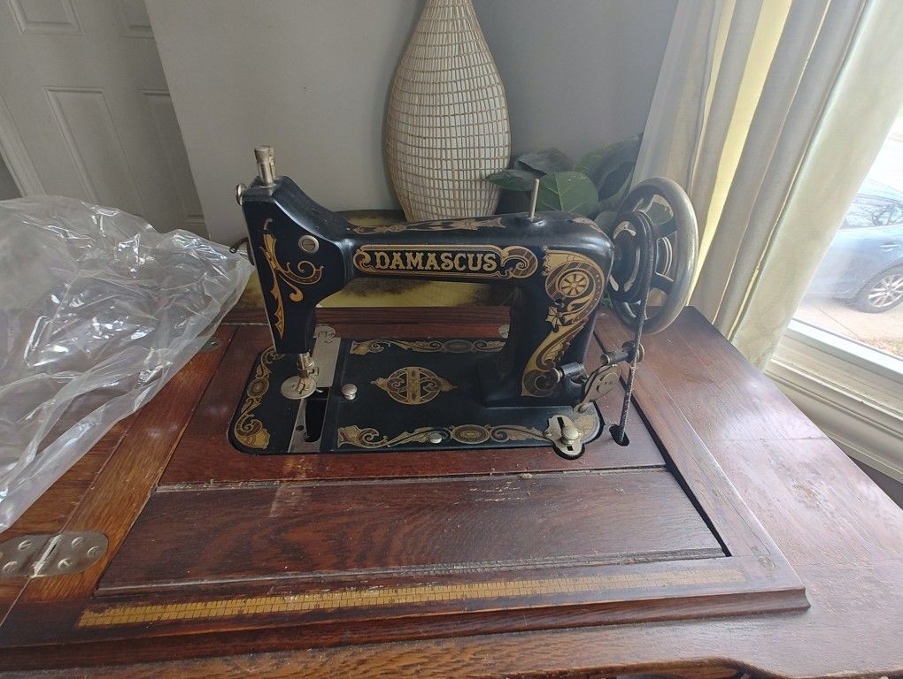 Antique Damascus Sewing Table