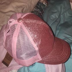 C.C. Ponytail Glitter Pink Hat