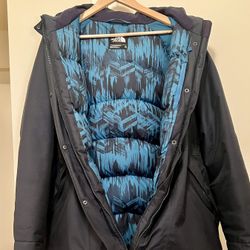 Black & Blue North Face Puffer Coat