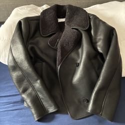 Oversized Faux-Leather Sherpa Jacket