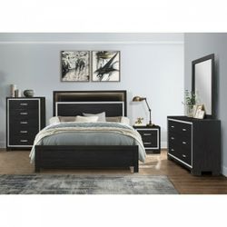Bedroom set Modern Black Queen 4 Piece set