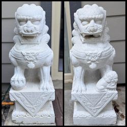 Pair of Imperial White Chinese Foo Dog Statues