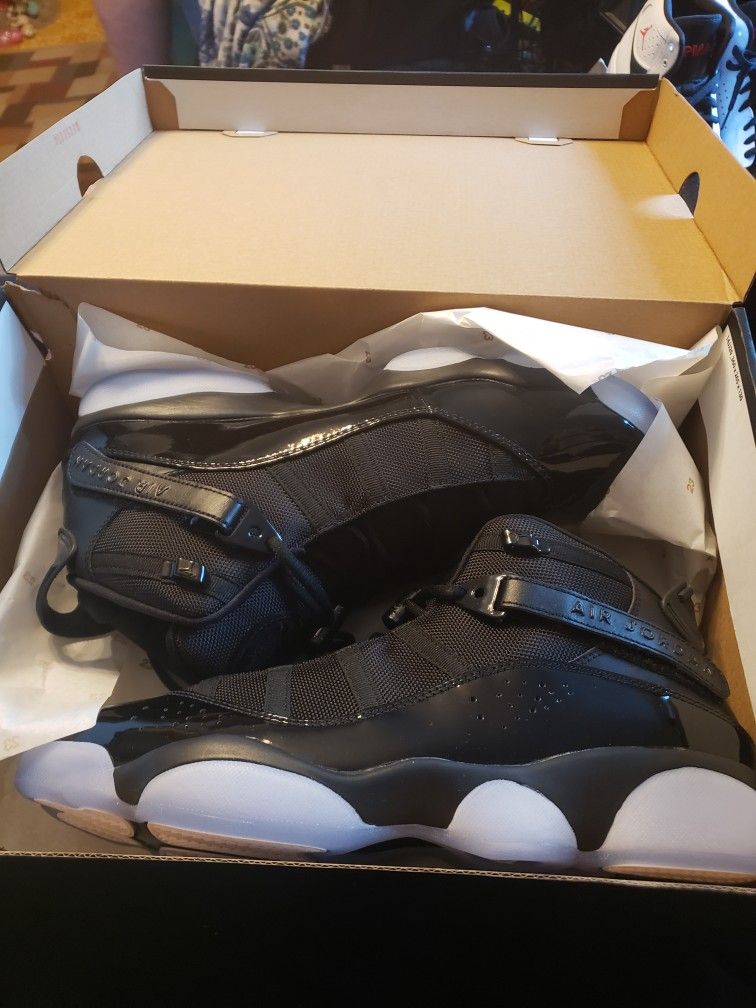 New In Box Nike Air Jordan 6 Rings Black Ice White Basketball Shoes 322992-011 Men's Size 13