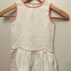 White Pattern And Pink Bows Dress 5t