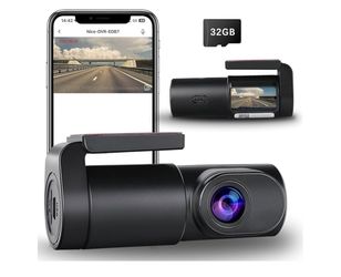 Dash Cam WiFi 1080P FHD Front Dash Camera for Cars with APP Free 32GB Card, Night Vision, Loop Recording, G-Sensor, WDR, 24H Parking Monitor, Type C
