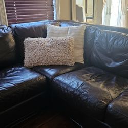 Genuine Leather Sectional Couch (Brown)