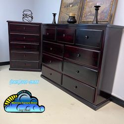 Nine Drawer And Five Drawer Cherry Pinewood Chest Cajonera 