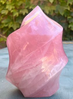 Large Natural Rose Quartz Flame Crystal – 8” Tall, 6+ lbs