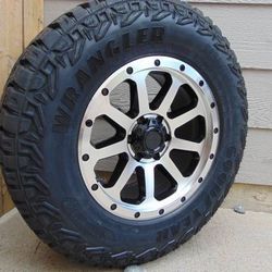 New 18X9 Black/Machined Rims LT 275 70 18 Goodyear M/T Tires *6X135* *+18MM* *FORD*F150*EXPEDITION*