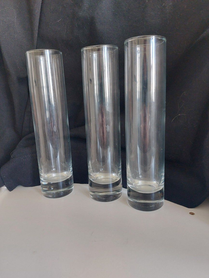3 Glass Bud Vases
