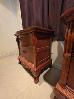 Pair of Lexington Victorian Sampler Oak Nightstands – Made in USA
