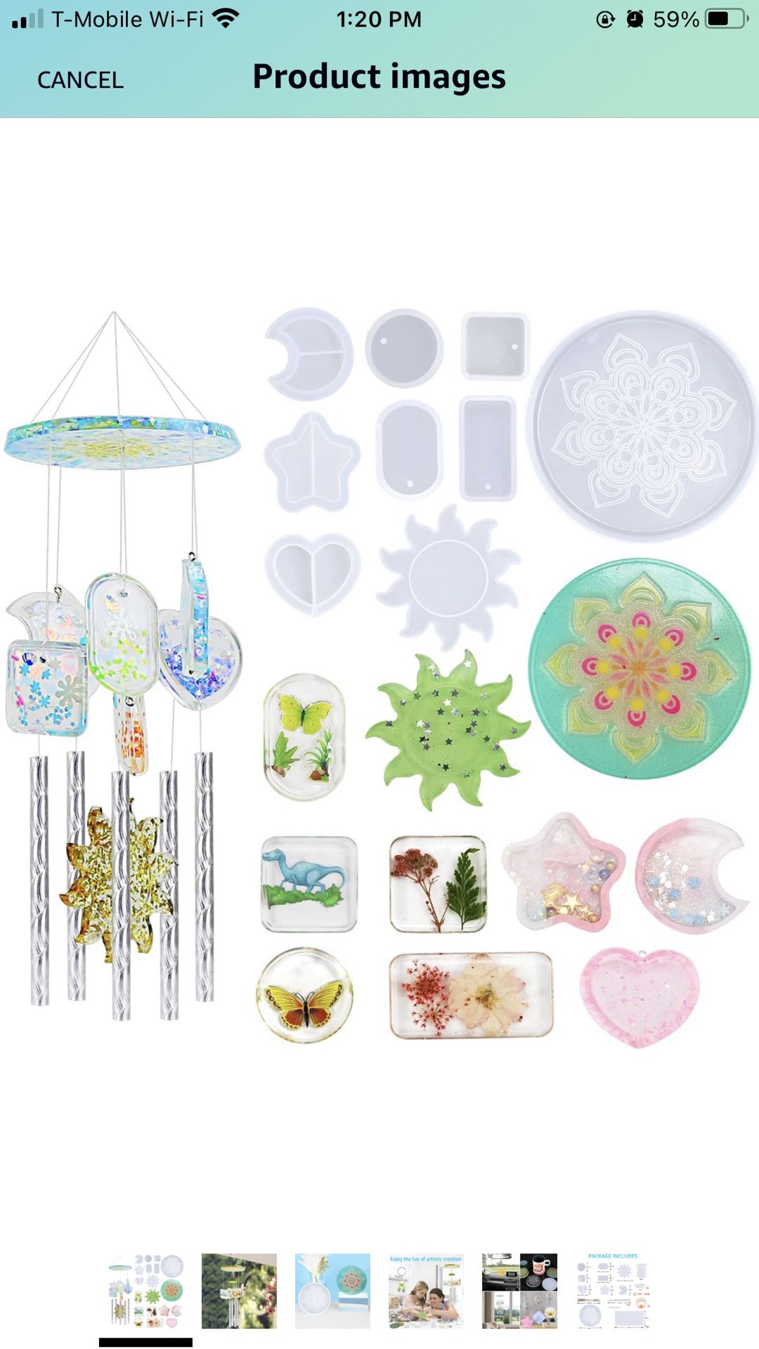 Resin Molds Silicone Kit 142 Pcs Wind Chimes Epoxy Resin Molds Including 9 Different Resin Modeling Molds with Coaster Molds 100ml/25ml Measure Cups U