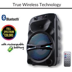 Bluetooth Portable Party Speaker 8 Inch Woofer With Lights Rechargeable Battery