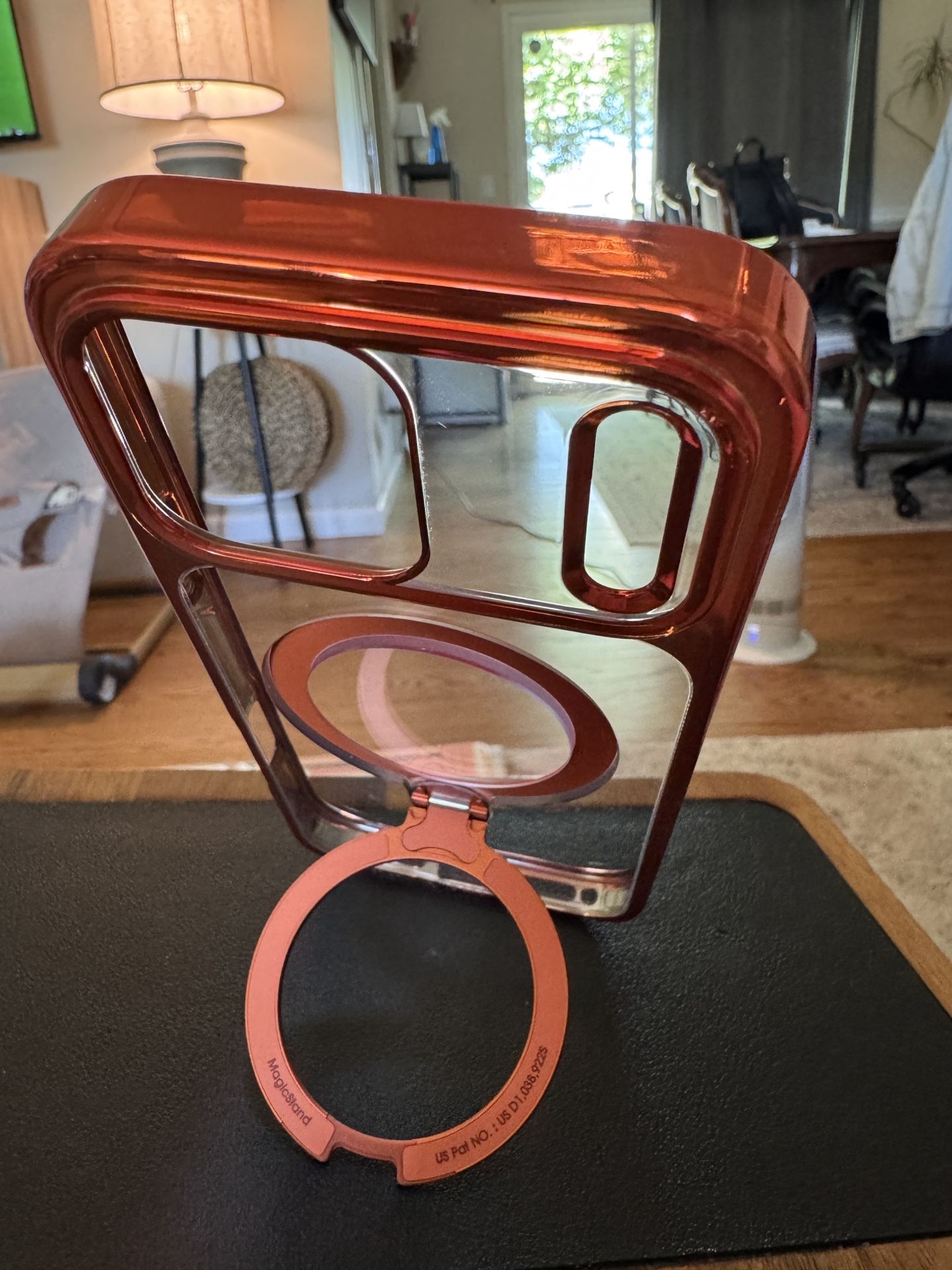 Brand New iPhone 17 Pro Max Case Chrome Orange & Clear w/360 Rotating MagSafe Stand