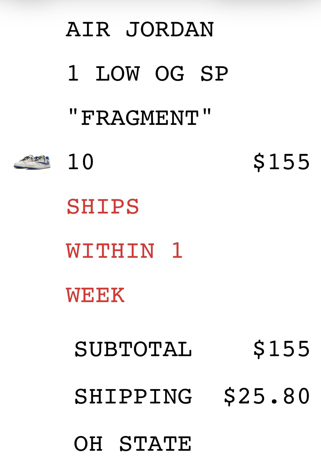 Travis Scott X Fragment Jordan 1 Low