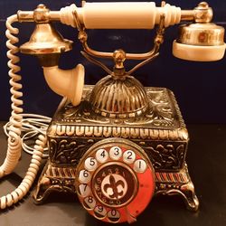 Vintage Brass and Gilt Victorian Style Rotary Phone 
