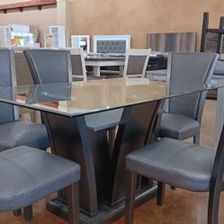 7pc Glass Dining Table Set 