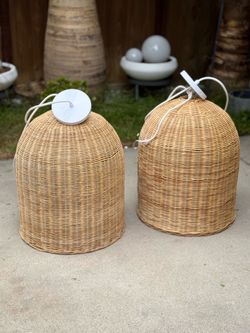 Set of 2 Serena & Lily Rattan Pendant Lights