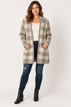 Buffalo Plaid Open Front Cardigan