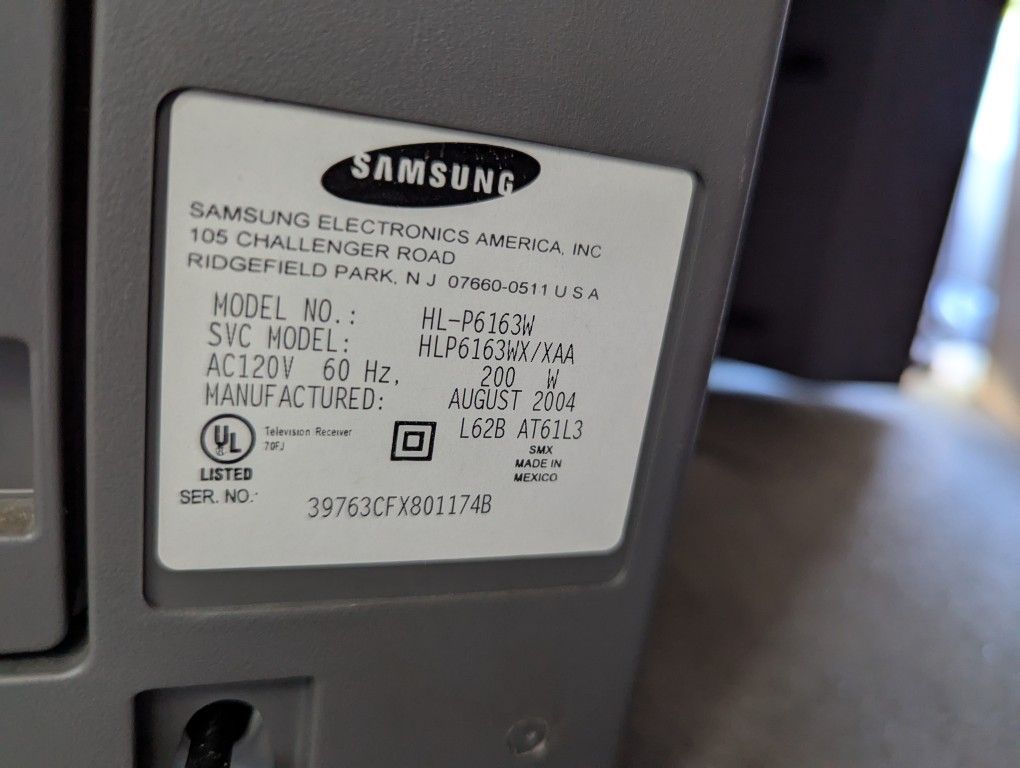 Samsung HL-P6163W 61" HDTV