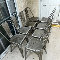8 Industrial Metal Bistro Chairs – Tolix Style