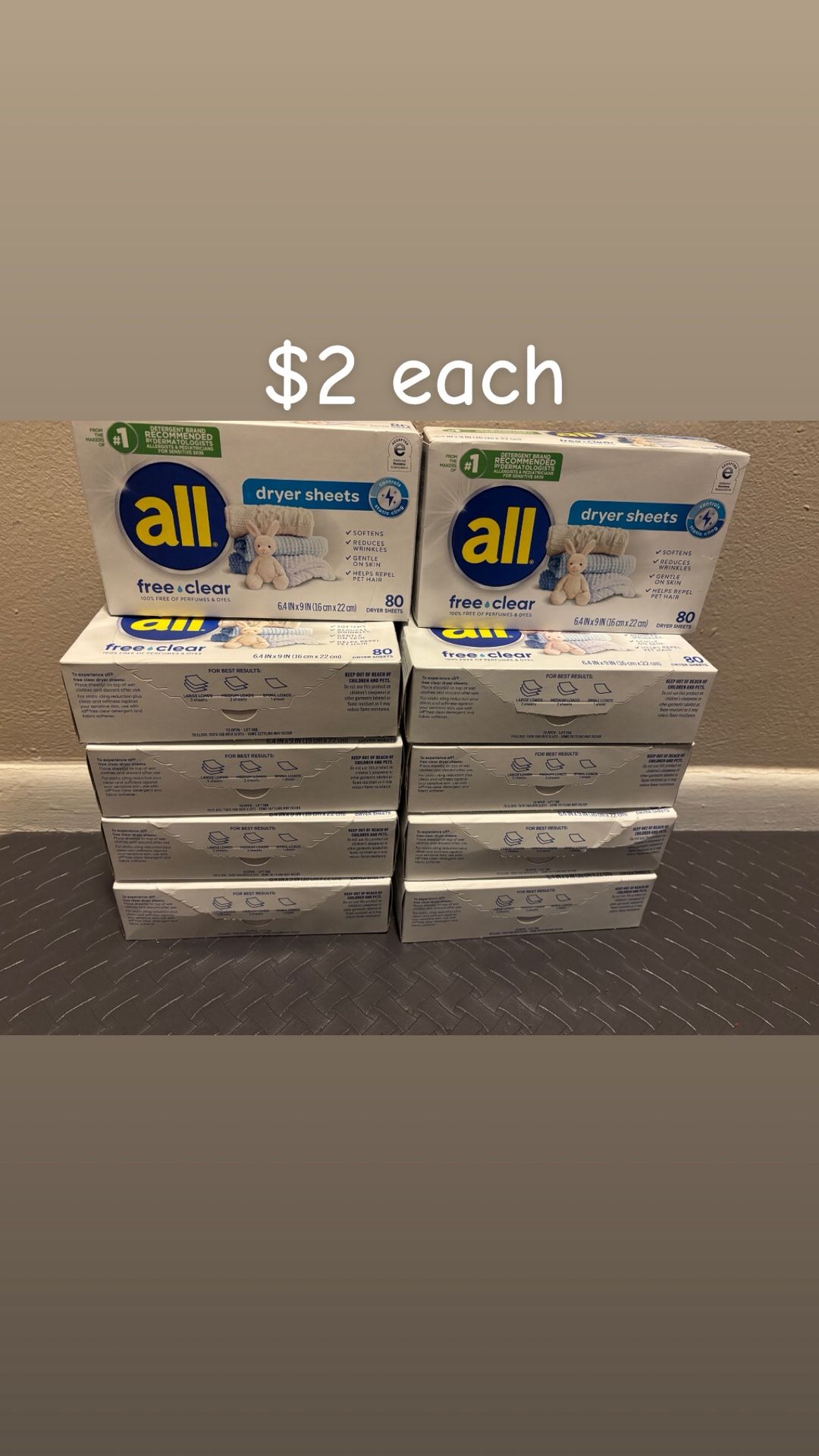 All Free & Clear Dryer Sheets 