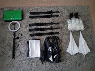 Photography Lighting Kit, Ring Light,  Softboxes Green Screen