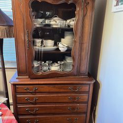 Beautiful Antique China Cabinet W/Key