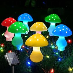 Outdoor Solar Garden Lights, 7 Pack 50 LED Mushroom Outdoor 7 Modes 23ft Waterproof Solar Powered Landscape Cute Fairy String Light for Yard Patio Out