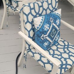 8 Patio Cushions And 4 Pillows