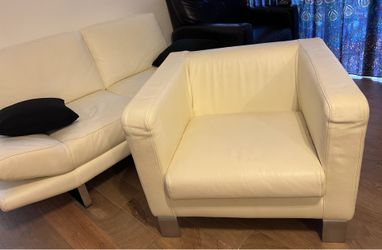 Real Leather Genuine Italian white armchair club chair