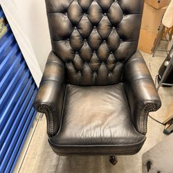 Leather Executive Office Chair - Tufted with Nailhead Trim, Minor Swivel Shake - Moving Sale!