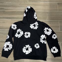 Black & White Denim Tear Hoodie