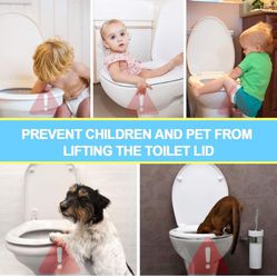 Toilet Locks Child Safety 2 Pack,Baby Proofing Toilet Seat Locks for Toddlers Toilet Lid Lock with Arm and Gapless Pallet for Kids Pets Dog-Fit Most T