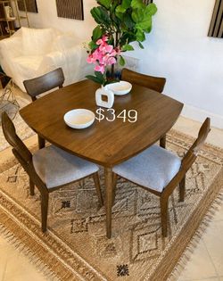 Mid century modern 5-pc dining set walnut
