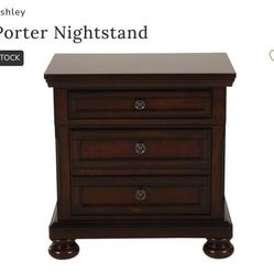 Set Of 2 Nightstands *** Ashley Porter *** Nice Brown Wood