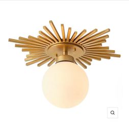 Gold Sunburst Globe Flush Mount Ceiling Light
