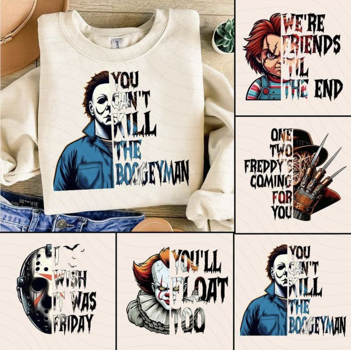 Horror Characters Sweatshirts All Sizes 