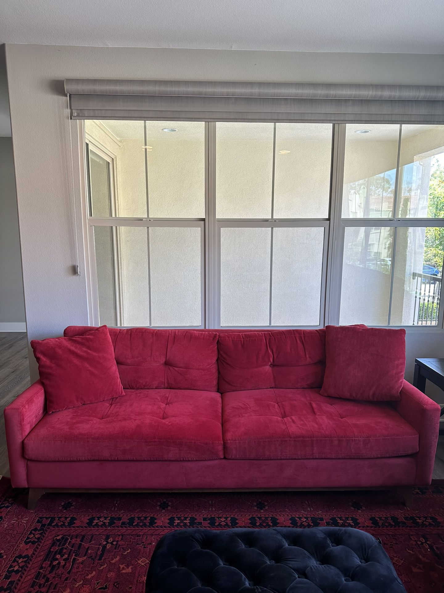 $350 Macy’s Full Size 3 Seater Couch (Red) 87inL x 37inW  x 34inH