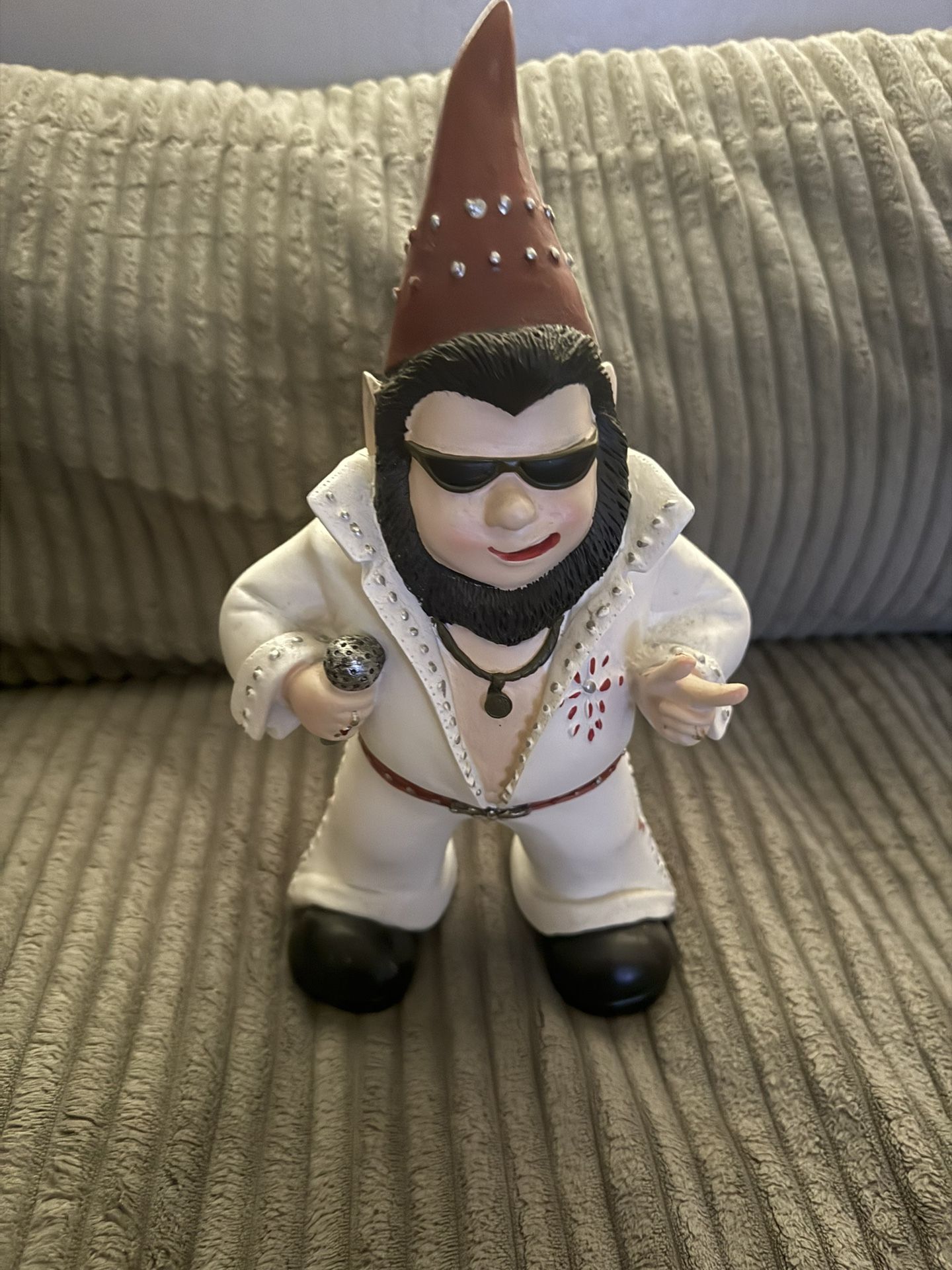 Elvis Just. Cozy Singer Garden Gnome Statue