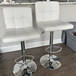 (2) Pair of White Bar Stools