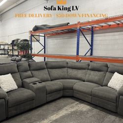 Free Delivery* Like New Gray Sectional Sofa with Recliners!