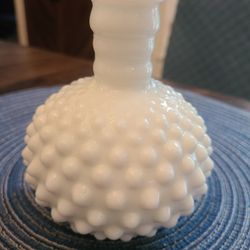Fenton milk glass hobnail vase