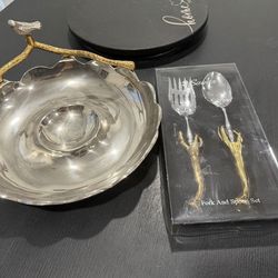 New vintage fork  & spoon serving set with serving bowl