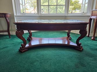 Elegant Solid Wood Coffee Table with Beveled Glass Top – Excellent Condition