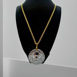 Hematite Lion Head Pendant Necklace 
