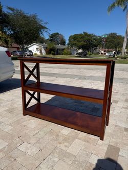 Dark Wood 3-Tier X-Frame Console / Entryway Table